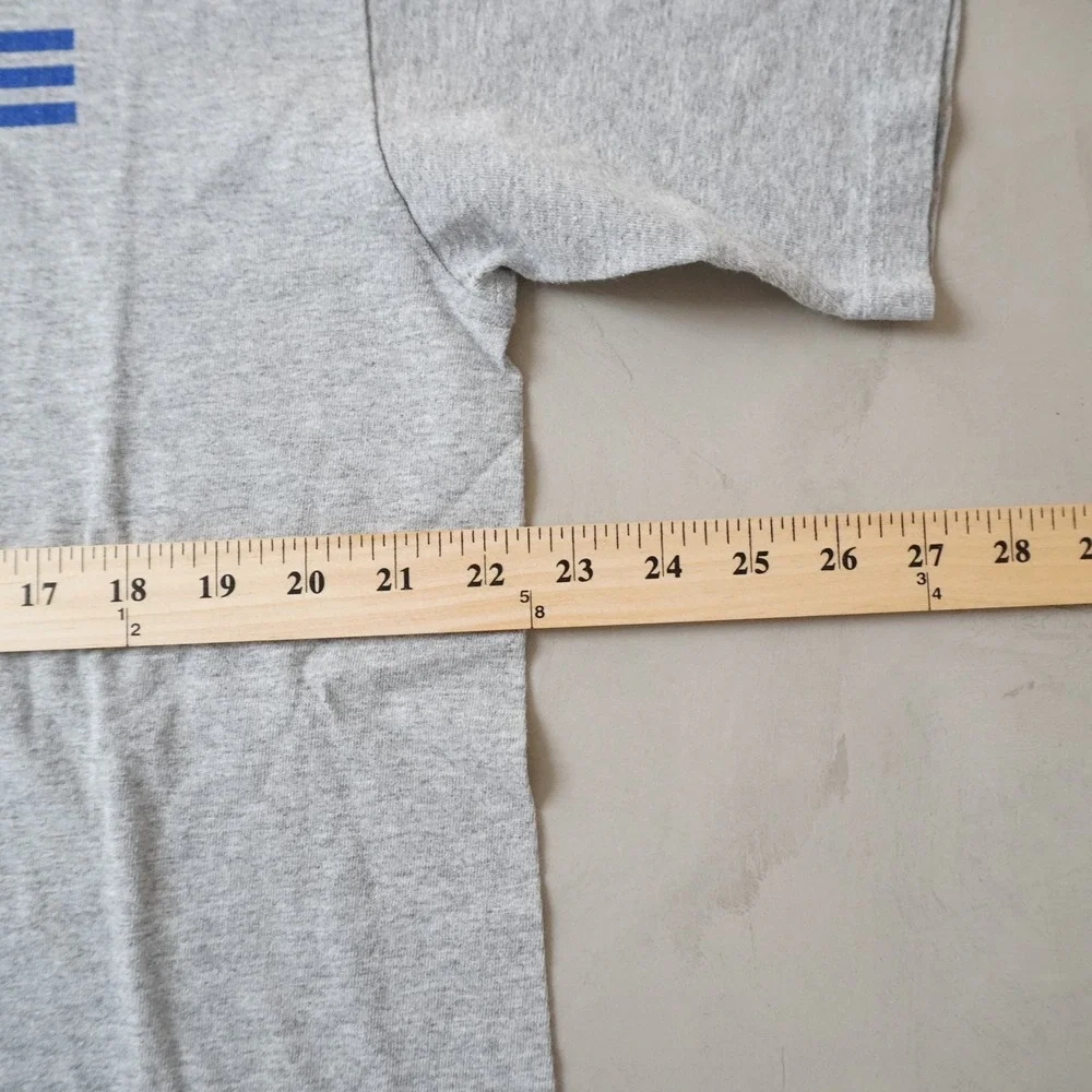 Vintage Adidas T-Shirt Large Mens 90s Gray Graphic 3 Stripe Geometric Sportswear